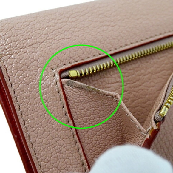 Miu MIUMIU Wallet Women's Long Leather Madras Love Pink 5MH013 Letter Heart - Picture 9 of 12